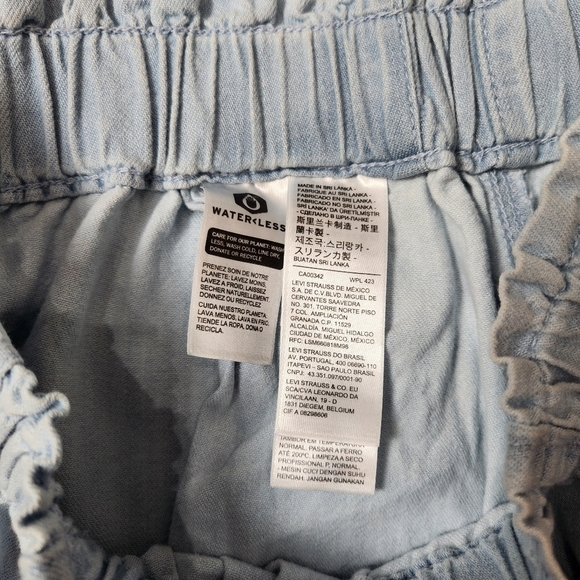 VINTAGE LEVI'S ELASTIC WAIST PULL UP LIGHTWEIGHT BLEACH SPOTS BIG E JEANS SIZE S - Picture 5 of 8